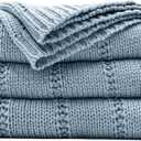 RECYCO Cable Knit Blue Throw Blanket for Couch, Super Soft Warm Cozy Decorative Knitted Throw Blanket 2.3LB for Bed, Sofa, Chair 50"x60"