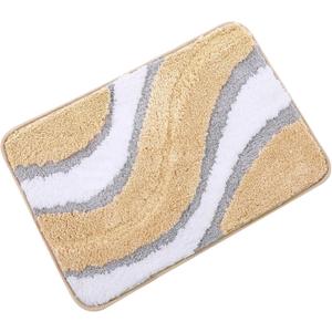 KAMA BRIDAL Microfiber Bath Mat Non-Slip Bathroom Floor Rugs Fast Water Absorbent Shower Mat Ultra Soft Bath Rug Anti-Slip Backing Machine Wash Beige 12x18
