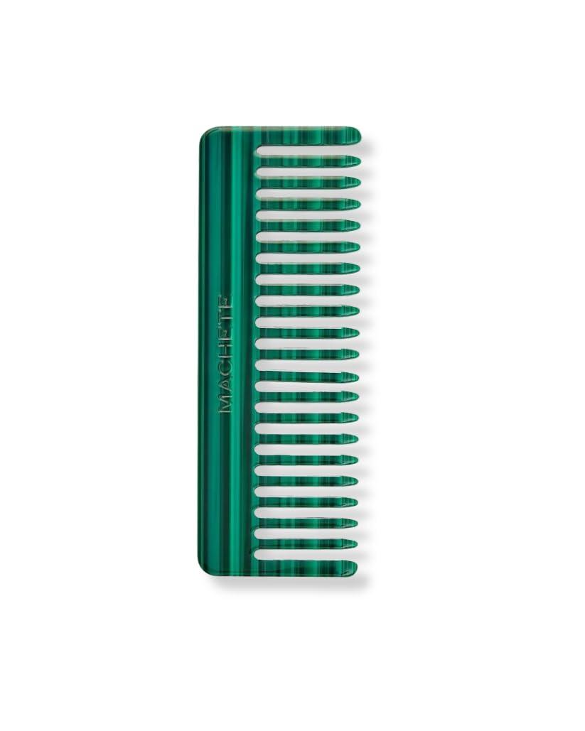 MACHETE No. 2 Wide Tooth Handmade Styling Comb - Hair Styling, Detangling Comb for Women and Men (Malachite)