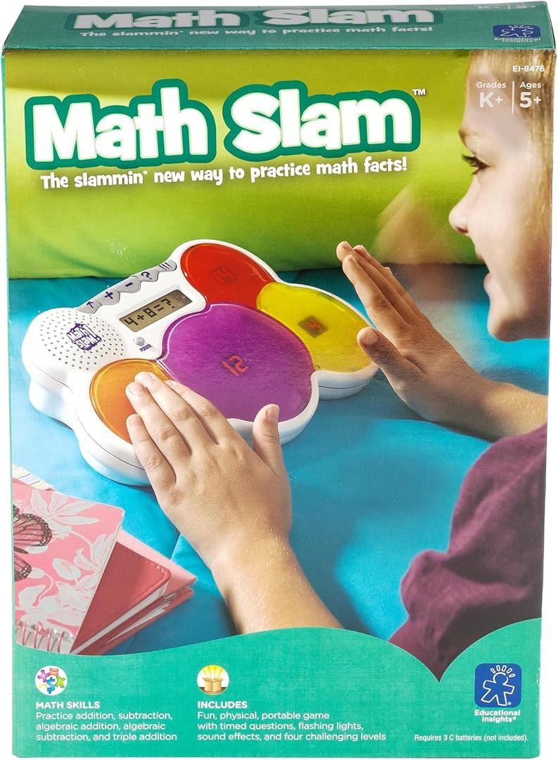 Educational Insights Math Slam - Interactive Math Games, Basic Algebra Game for Learning Addition and Subtraction, Handheld Kids' Electronics, Self Teaching STEM Learning Tools for Kids Ages 5+