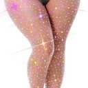 lmotpe Plus Size Fishnets Laser Sparkly Fishnet Tights Stockings for Women 2XL-4XL