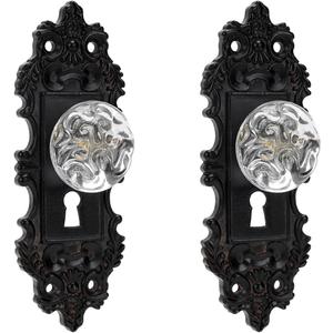 SOFFEE DESIGN 2pcs Vintage Cabinet Pull Drawer Knob, Distressed Closet Handle with Clear Resin Knob, Antique Door Knob with Mounting Screws for Cupboard, Kitchen Furniture - Black