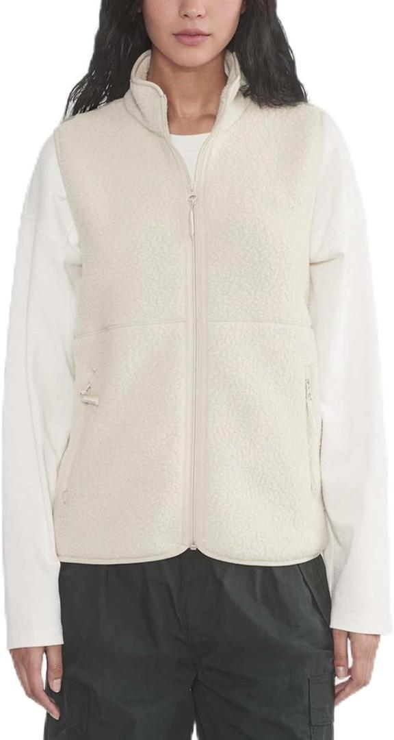 Hixiaohe Sherpa Fleece Vest for Women Trendy Warm Sleeveless Vests Jacket Lightweight Zip Coats with Pockets Fall Outerwear(Tan, SIZE SMALL)