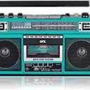 QFX J-220BTTQ Aqua Turquoise Boombox MP3 Conversion from Radio to Cassette with 4-Band (AM, FM, SW1, SW2) Radio with Bluetooth, Dual 3” Speakers, Built-in Microphone, Recorder, and a 3-Band Equalizer