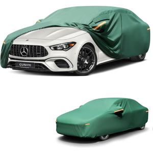 Car Cover Waterproof All Weather, 16-Layer Heavy Duty Full Exterior Cover with Vents, Spare Windproof Straps & Towel, Winter Snow/Rain Protection, Fit Sedan Mazda 3, Mercedes-Benz CLA Class (A5-Fit Sedan Length 178 to 185 Inch, green)
