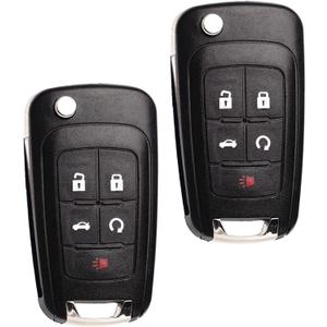 MechanMagic Flip Key Fob Replacement Fits for Chevy Equinox Camaro 2010-2019 Cruze Malibu Impala Sonic GMC Terrain Buick Lacrosse Regal Verano Encore Keyless Entry Remote Control 2 Sets