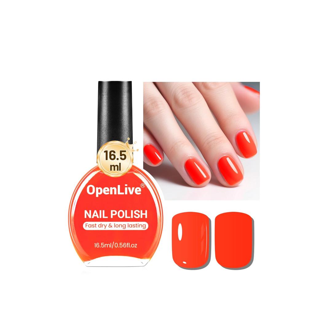 OpenLive 16.5ml Neon Red Nail Polish Glossy Shine Finish Large Volume Quick Dry Nail Polish, Long Lasting Shine, Fingernail Toenail Nail Art DIY Home Travel Nail Art Gift