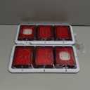 Partsam 2x LED Triple Tail Lights 45 LEDs, Rectangle Vertical or Horizontal Mount LED Trailer Camper RV Tail Lights Stop Turn Tail Backup Reverse Lights Taillights w/White Base - Red/Clear Lens 12V