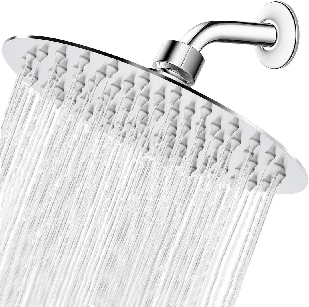 NearMoon Rain Shower Head, Ultra-Thin Design-Pressure Boosting, Awesome Some Experience, High Flow Stainless Steel Rainfall Head (8 Inch,Chrome Finish)