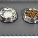 Dog Food Mat 20" x 15", Waterproof Silicone Pet Feeding Mat with Raised Edge & Residue Pocket, Non-Slip Bowl Mat for Dog Cat Food and Water, Easy to Clean Floor Protector