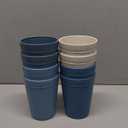 Homestockplus 12 Oz Plastic Cups Reusable, Set of 8 Wheat Straw Drinking Cups, Microwave and Dishwasher Safe Unbreakable Water Cups for Kitchen, Home, Office, and Outdoor Use (Gradient Blue Grey)