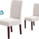 H.VERSAILTEX 100% Waterproof Dining Chair Covers Stretch Chair Covers for Dining Room Set of 2 Parson Chair Slipcovers Chair Protectors Covers Dining, Soft Thick Solid Fleece Fabric Washable, Ivory