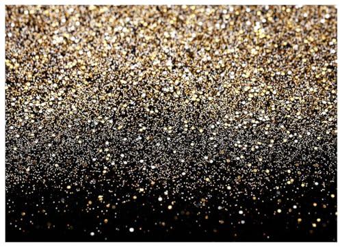 WOLADA Black and Gold Backdrop Golden Glitter Backdrop for Photography Wedding Birthday Baby Shower Party Photo Studio 7x5FT 11176