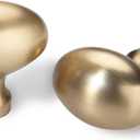 TUNNY 10 Pack Oval Ellipse Single Hole Cabinet Knob-Champagne Bronze Single Hole Furniture Hardware Knob for Bathroom Dresser Kitchen Cabinets Bedroom Cabinet Pull (Knob - 1.32"(33.6mm) Diameter)