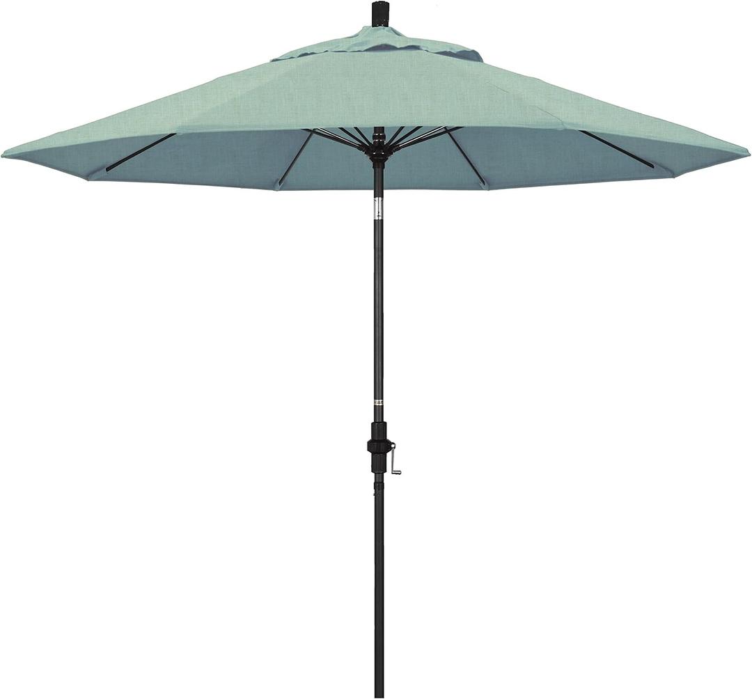 California Umbrella 9' Round Crank Lift, Collar Tilt, Aluminum Pole, Fiberglass Rib Patio Umbrella,