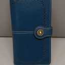 Mokoze Blue Wallet for Women, PU Leather Large Capacity Bifold Wallets with Wrist Strap and Zipper for Hold Credit Cards/Cell Phones/Keys, Girlfriends Mother's Day Gifts