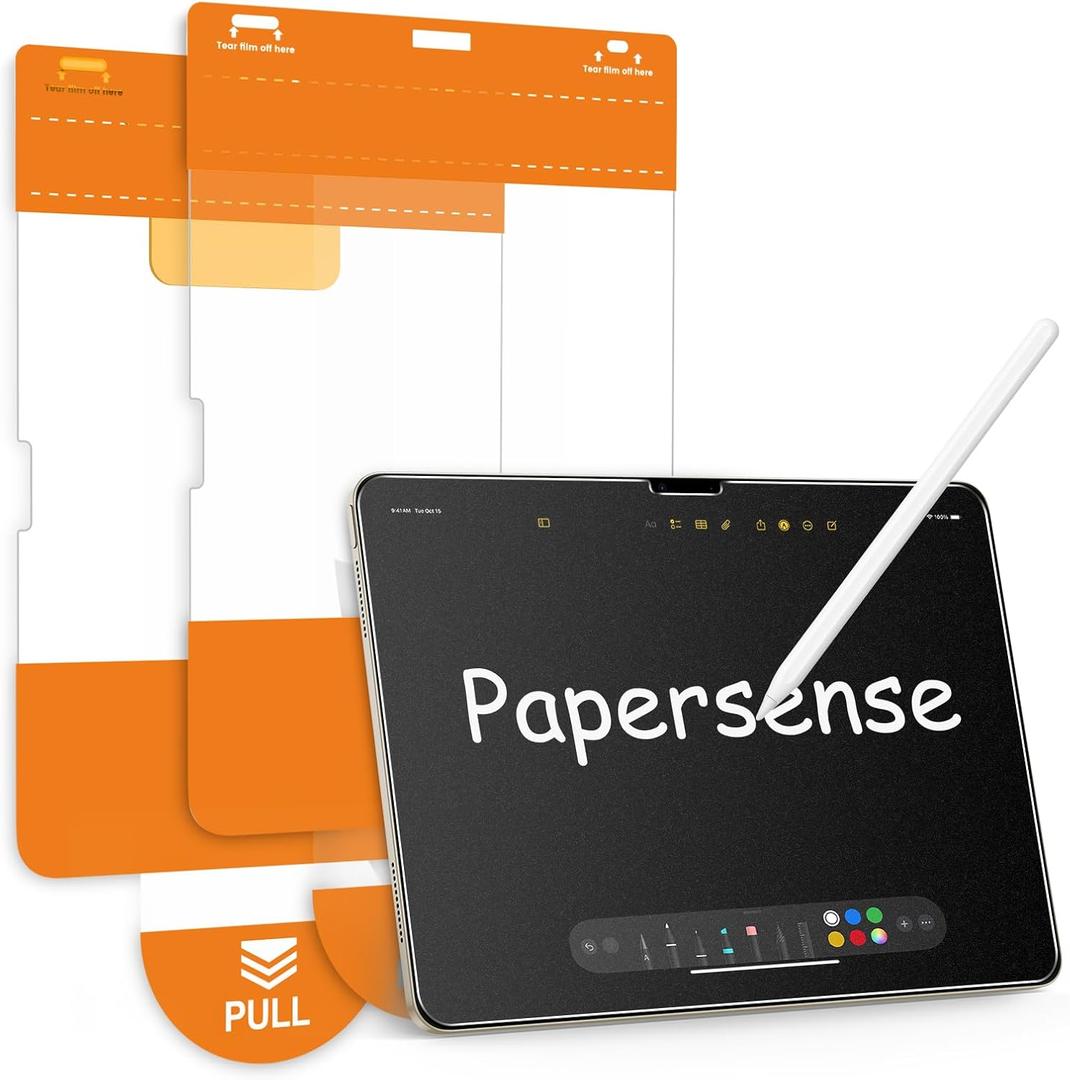 OMOTON PAPERSENSE Paper Screen Protector for iPad Air 11 Inch M3 2025 & M2 2024 (7th/6th Gen), Matte-layer Tempered Glass with Dust-free Installation Tray, Anti-glare, Apple Pencil Support, 2 Pack