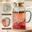 Buaic Glass Pitcher with Lid, 2 PACK 68 oz/2 Liter Vintage Water Pitcher, Clear Borosilicate Glass Water Carafe for Cold Brew, Coffee, Lemonade, Iced Sun Tea,Beverage, Milk, Heat Resistant