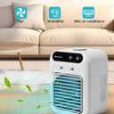 Portable Air Conditioner, 25W Rechargeable Mini Evaporative Cooler with Dual Mist & 2 Wind Speeds, Personal Cooling Fan for Small Room, Bedroom, Office, Outdoor Camping