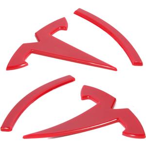 Nanaholy Model Y Accessories for Tesla Emblem Sticker 2PCS/Set 2024 2023 2022 2021 2020,Not Fit for New Model Y Juniper Version 2025 Logo Decal (Red)