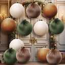Liliful 12 Pcs Extra Large Velvet Christmas Balls Velvet Ornaments for Christmas Tree Flocked Shatterproof Xmas Tree Balls Bulk for Holiday Party Xmas Trees Hanging Decorations(6 Inch,Green, Brown)