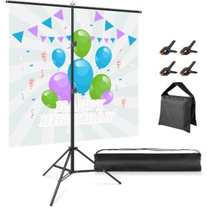 T Shaped Backdrop Stand 6.5x8.5ft, Huzofexo Portable Background Holder with Clips, Adjustable Photo Stand Kit for Parties,Photography,Banner,Photoshoot