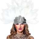 HOMELEX Women's Black Feather Headpiece Carnival Caribbean Headdress Showgirl Accessories (White-1)
