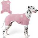 KYEESE Dog Pajamas Striped Clothes Pet PJS Lightweight Doggie Jammies 4 Legs Outfit Soft Dog Pajamas Cozy Pet Clothes Onesie Comfortable PJS for Medium Dogs Doggie Onesie,Green Striped, XX-Large (2XL(40-60lbs), 2# Pink Stripe)