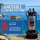 1.6HP Submersible Sump Pump Automatic Water Pump w/High Flow 5500 GPH 36ft Max Head, Irrigation, Swimming Pool, Garden Pond, Basement, Wells, 26ft Power Cord Stainless Steel(1.6HP/36FT)