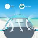 Glymnis Beach Tent Sun Shelter for 3 Person with UPF 50+ UV Protection, Lightweight & Easy Setup Beach Shade Canopy with Vent Windows & Zippered Door - Blue