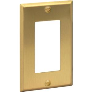 Rio Salto BRASS Metal Gold Light Switch Wall Plate or Outlet Cover Wall Plate Decora Single Receptacle Wallplate Rocker Covers 1 Gang Decoration Brushed Brass 4.50" x 2.76" - Standard Size (Rocker / Outlet 1-Gang (1-Pack))