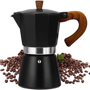 MORDEN MS Moka Pot, Stovetop Espresso Maker, Italian Coffee Maker, Stovetop Cuban Coffee Pots and Espresso Maker Percolator - Black (Black-10 oz)