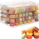 4-Layer Stackable Cookie Airtight Storage Containers with Lids, Portable Plastic Cookie Storage Case Snack Containers for Desserts, Cupcakes, Snacks, Dumplings, Fruit- Clear Lid, 11.61 x 7.87 x 5.5 inches