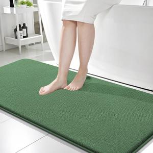 OLANLY Thick Memory Foam Bathroom Runner Rugs 59x24, Extra Soft Absorbent Long Bath Mats, Quick Dry, Non-Slip, Machine Washable Mats for Bathroom, Tub and Shower, Home Decor Accessories, Olive Green