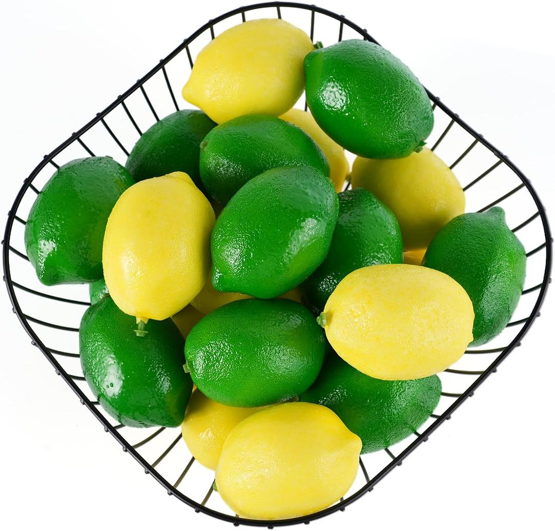 22 Pcs Fake Fruit Artificial Lemons, Fake Lifelike Fruit Plastic Lemons for Home Kitchen Party Photography Props, Simulation Fruit Set, Party Christmas Decoration