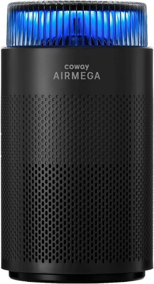 COWAY Air Purifiers for Bedroom Home up to 810 ft, HEPA Filter for Smoke, Allergies, Pet Dander, Odor, AQI Monitor, Auto&Sleep Mode, Timer, Filter Indicator, Night Light,100 Black