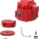 Red Male HEI Distributor Cap and Rotor Kit for SBC BBC 283 305 307 327 350 396 454 V8 Engines Performance Replacement for K549, 8416, 400, 454 Distributor Cap Assembly