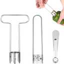 3pcs Red Bell Pepper Corers & Stem Remover Tool, T- Shaped & Hole Stainless Steel Fruit Vegetable Apple Tomato Kitchen Gadgets Set Durable Easy to Use and Clean (Silver)