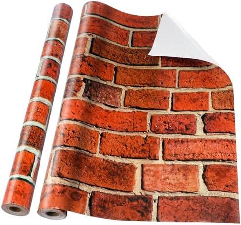 Tenceur Bulletin Board Paper 24 Inch x 100ft Gift Wrapping Roll Fade Resistant Decorative Paper Roll(Vintage Red Brick Style)