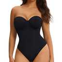 Nebility Strapless Shapewear Bodysuit for Women - Thong Body Suits Tummy Control Tube Top Underwire Lace Corset with Removable Strap Size M