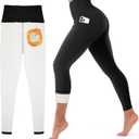 CHARMKING Women's Fleece Lined Thermal Leggings High Waisted Winter Yoga Pants with Pockets | Cold Weather Compression Tights (Large, 01 Black)