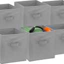 Handy Laundry Foldable Cube Storage Bins - 6 Pack - Decorative Fabric Storage Cubes are Collapsible & Great Organizer for Shelf, Closet or Underbed. Convenient for Clothes or Kids Toy Storage (Grey)