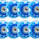 Nattork 8-Pack Inline Skates Wheels 64mm with Bearings for Indoor and Outdoor Replacement - High Performance Durable Wheel for Smooth Riding Upgrades Blue