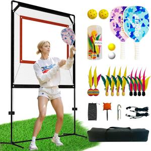 Paddle Game with Net, Similar to Badminton, Pingpong, and JianziAll-in-1 Set for Master Pickleball Practice Board, Backyard Pickleball Equipment