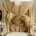50ft15ft Champagne Backdrop Curtain for Wedding Parties, 10 Panels Wrinkle Free 15 FT Long Polyester Photo Backdrop Drapes Back Drop Cloth for Birthday Photography Background, W5' X H15'