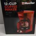 MELLERHOME 12-Cup Red Coffee Maker - Perfect for Home or Office, Borosilicate Carafe, Auto-Off, Reusable Filter, Anti-Drip, Keep-Warm Function, Clear Water Level Window, Red Kitchen Accessories