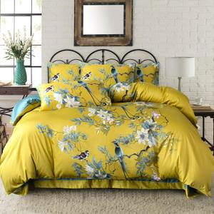King Duvet Cover Floral Birds Soft Cotton 3 Pieces Bedding Set Chic Garden Tree Branches Flowers Pattern King Duvet Cover Flower with Zipper Closure Luxury Soft Breathable Comfy