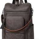 Shrrie Vegan Leather Laptop Backpack for Women 15.6 inch Work Backpack Fashion Travel Backpack Purse for Business College (Nubuck Coffee)