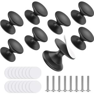 Self Adhesive Cabinet Knobs, Aluminum Alloy Self-Stick Drawer Pull Handles for Sliding Glass Door, Cabinet, Cupboard, Dresser, Closet, Window - Stick On No-Drilling Drawer Knobs (8, Black)