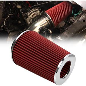 RYANSTAR RACING 102mm 4" High Flow Round Tapered Cone Cool Air Filter Cleaner with Top Filter Design Short 231mm tall